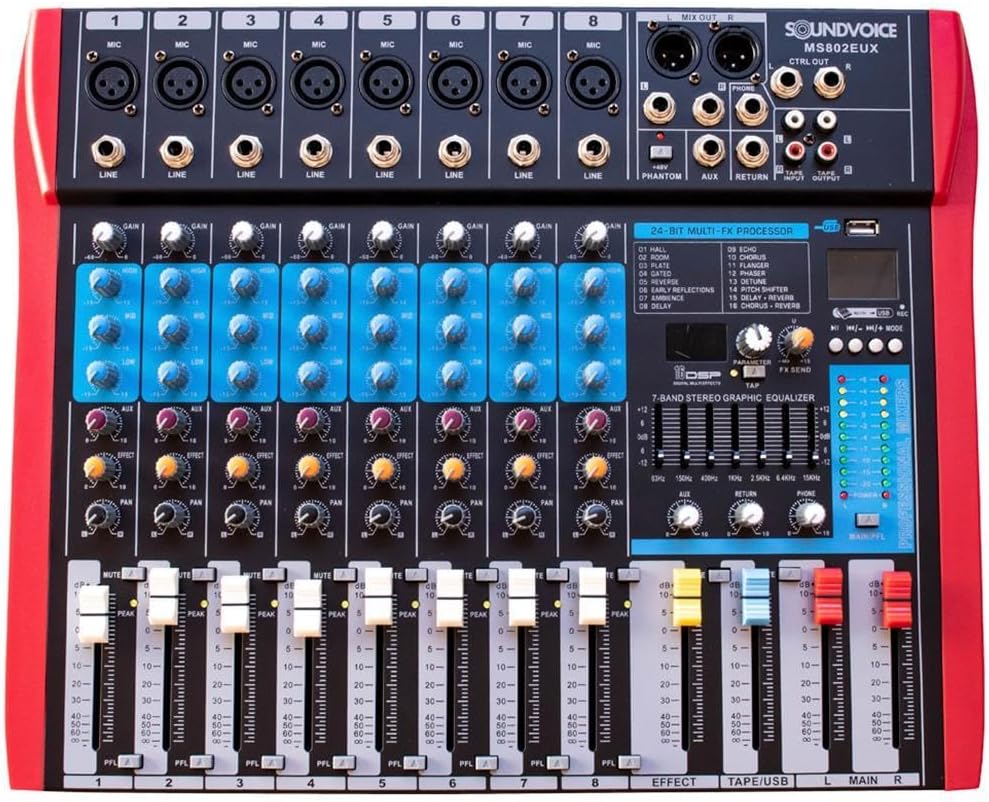 Mesa de Som Soundvoice MS802EUX 8 Canais